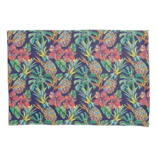 Tropical Pineapple Hibiscus Pattern Pillow Case