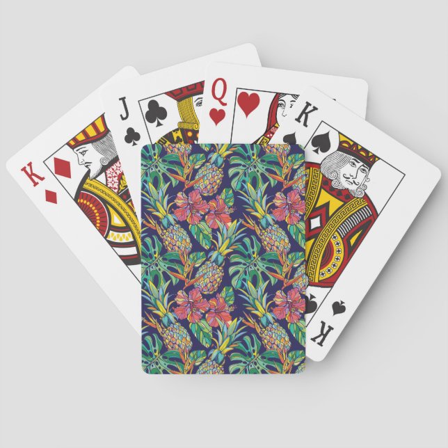 Tropical Pineapple Hibiscus Pattern Poker Cards (Back)