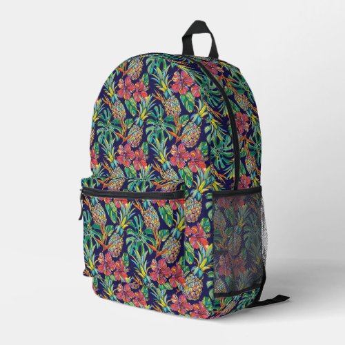Tropical Pineapple Hibiscus Pattern Printed Backpack