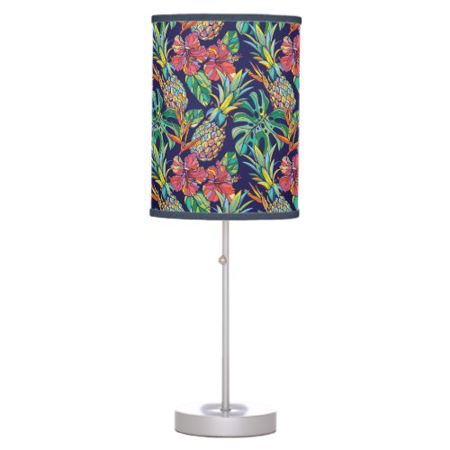 Tropical Pineapple Hibiscus Pattern Table Lamp