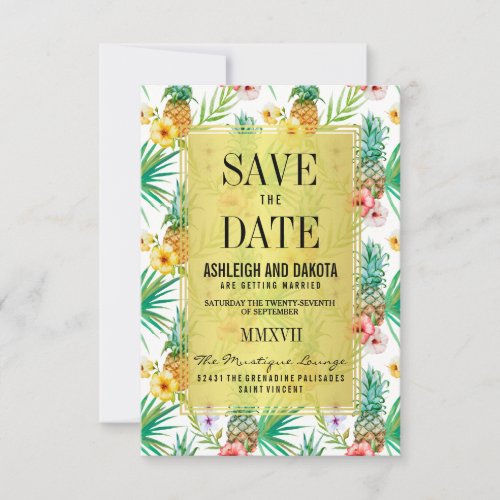 Tropical Pineapple  Hibiscus Save The Date