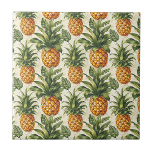 Tropical Pineapple Home Decor Ceramic Tile