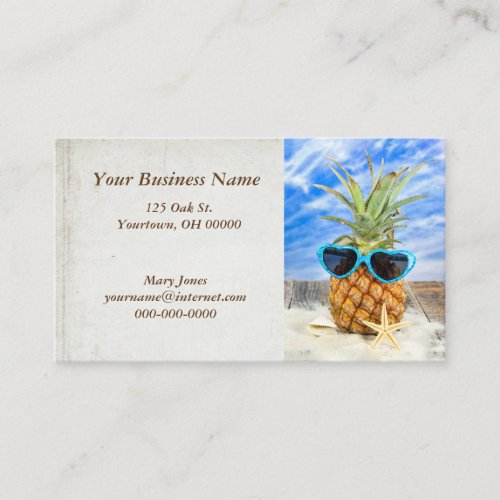 tropical pineapple in sunglasses business card