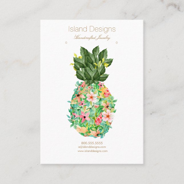 Tropical Pineapple Jewelry Display Card (Front)