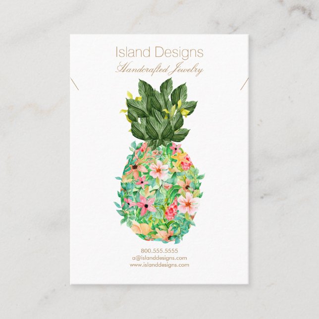Tropical Pineapple Jewelry Display Card (Front)