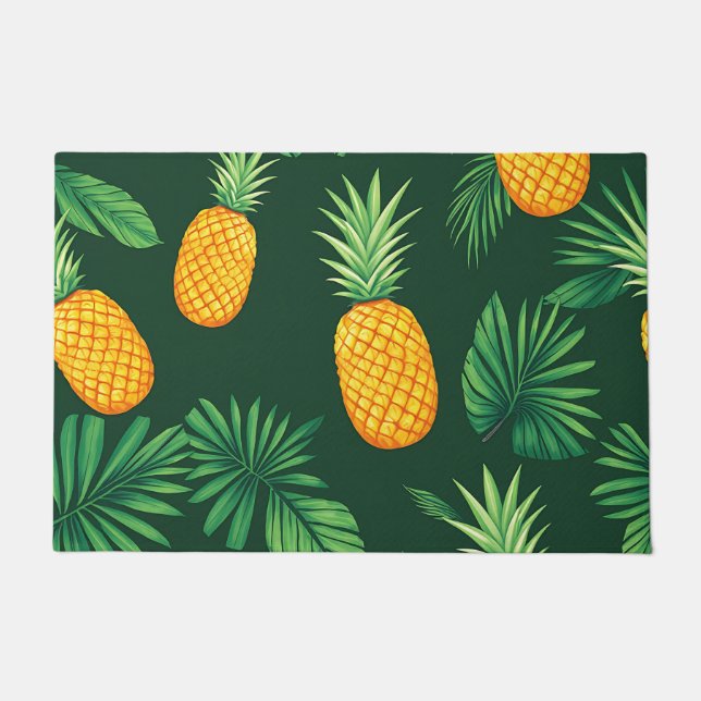 Tropical Pineapple Leaves Pattern Doormat (Front)