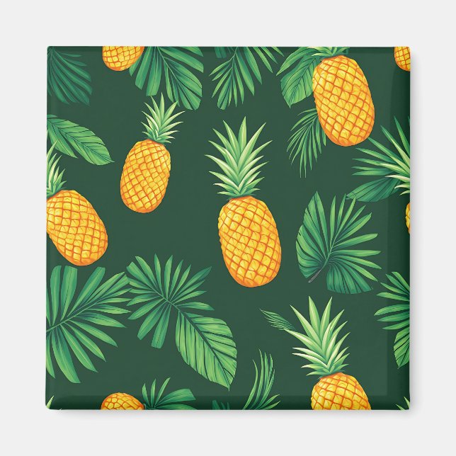 Tropical Pineapple Leaves Pattern Magnet (Front)