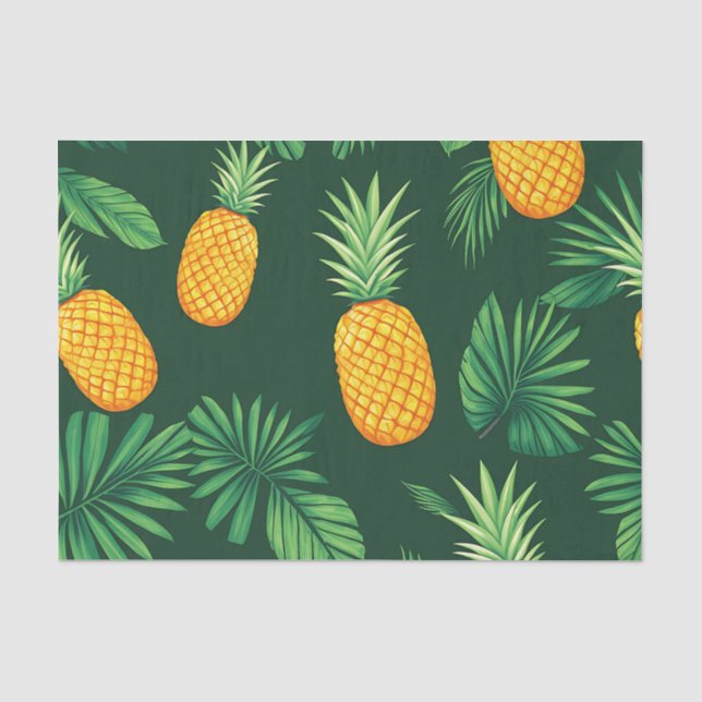 Tropical Pineapple Leaves Pattern Tissue Paper (Front)