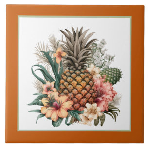 Tropical pineapple lovers crafting business home ceramic tile