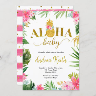 Tropical Pineapple Luau Baby Shower Invitation