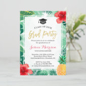 Tropical Pineapple Luau Graduation Party Invitation (Standing Front)