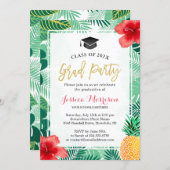 Tropical Pineapple Luau Graduation Party Invitation (Front/Back)