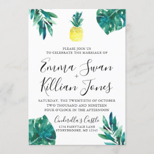 Tropical Pineapple Luau Watercolor Invitation