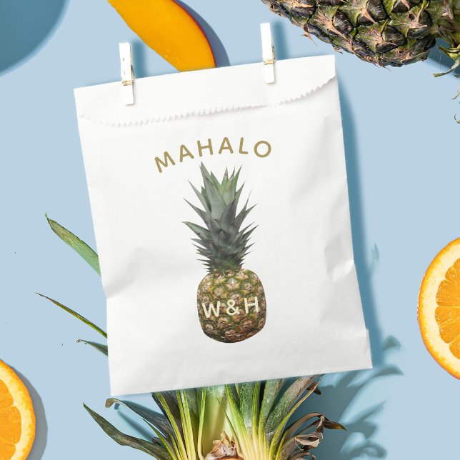 Tropical Pineapple Mahalo Thank You Favor Bag (🍍Mahalo is Hawaiian for thank you. Just add your initials!  🍍 )