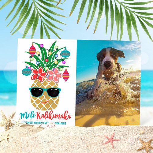 Tropical Pineapple Mele Kalikimaka Photo Holiday Card
