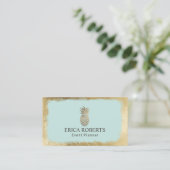 Tropical Pineapple Mint & Gold Event Planning Business Card (Standing Front)