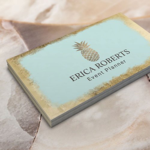 Tropical Pineapple Mint  Gold Event Planning Business Card