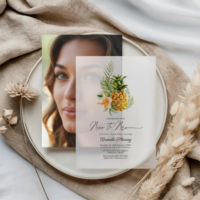 Tropical Pineapple Miss to Mrs Bridal Shower Vellum Invitations (Tropical Pineapple Miss to Mrs Bridal Shower Vellum Invitations)