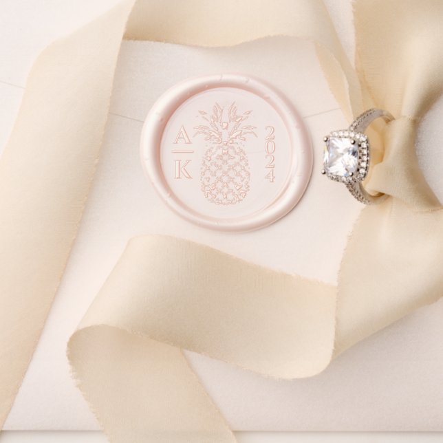 Tropical Pineapple Monogram and Date  Wax Seal Stamp (Insitu (Wedding))