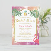 Tropical Pineapple & Palm Trees Bridal Shower Invitation (Standing Front)