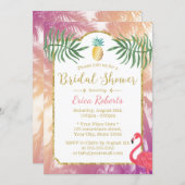 Tropical Pineapple & Palm Trees Bridal Shower Invitation (Front/Back)