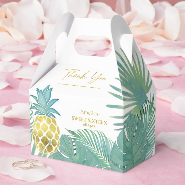Tropical Pineapple Palms Sweet 16 ID922 Favor Boxes (Wedding)