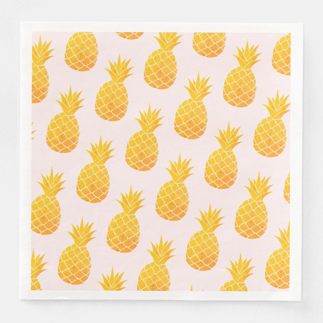 Tropical Pineapple Paper Dinner Napkins (Front)