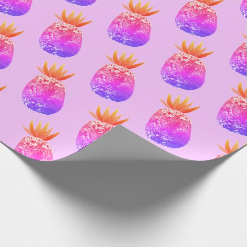 Tropical pineapple party lavender wrapping paper