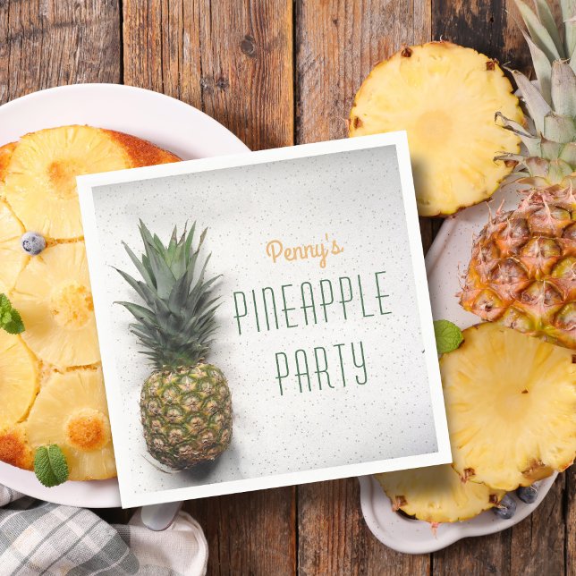 Tropical Pineapple Party Paper Napkins (Pineapple Party? Add your name to these cute paper napkins!)
