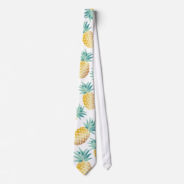 Tropical Pineapple Pattern Aloha Neck Tie (Front)
