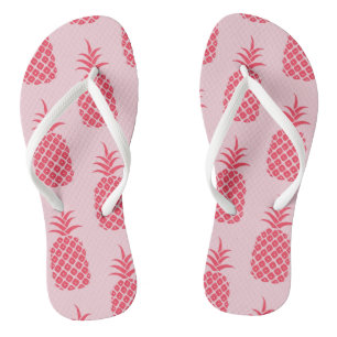 Tropical Pineapple Pattern Colorful Summer Pink Flip Flops