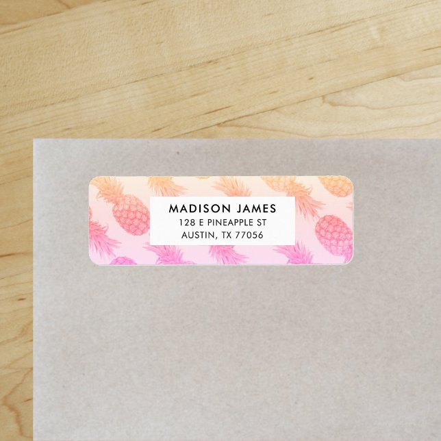 Tropical Pineapple Pattern Custom Return Address Label ("Everyday is abundantly beautiful." 
Sincerely Best Wishes from Lucky Design World)