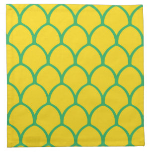 Tropical Pineapple Pattern in Green and Yellow Cloth Napkin
