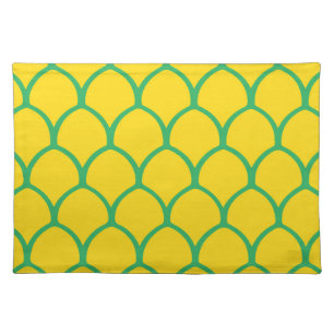 Tropical Pineapple Pattern in Green and Yellow Cloth Placemat