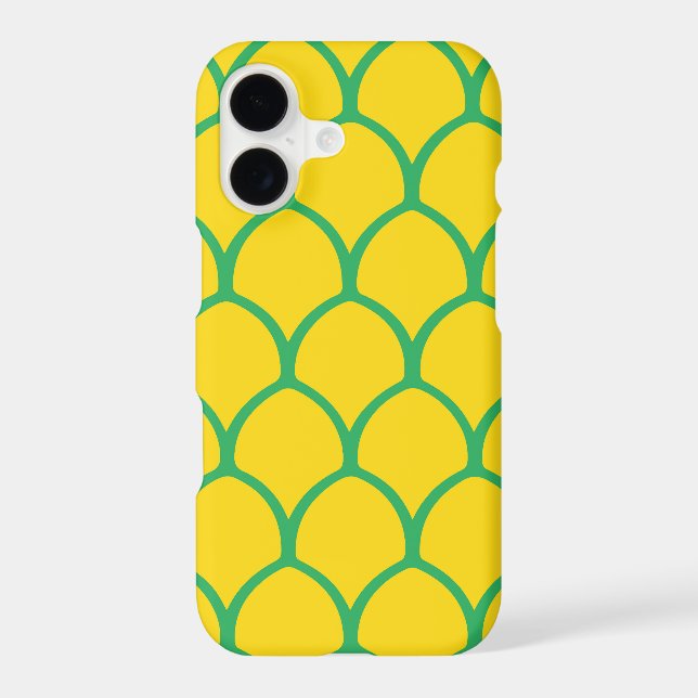 Tropical Pineapple Pattern in Green and Yellow Iphone Case (Back)