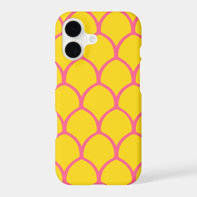 Tropical Pineapple Pattern in Pink and Yellow iPhone Case (Back)