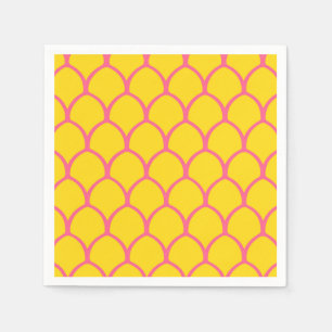 Tropical Pineapple Pattern in Pink and Yellow Napkins