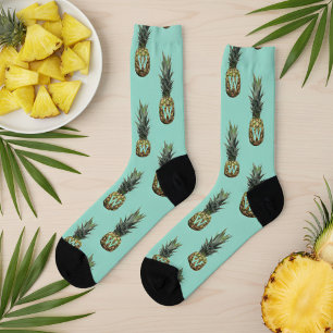 Tropical Pineapple Pattern Monogram Fruit Socks