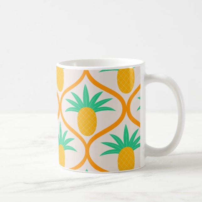 Tropical Pineapple Pattern on Orange Ogee  Coffee Mug (Right)