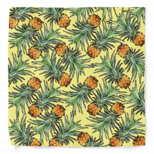 Tropical Pineapple Pattern on Yellow Bandana