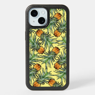 Tropical Pineapple Pattern on Yellow iPhone 15 Case
