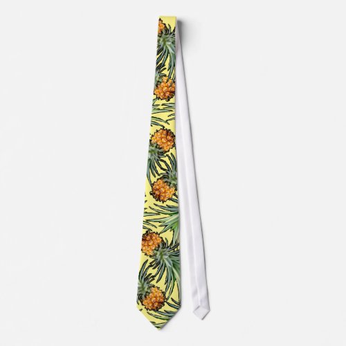 Tropical Pineapple Pattern on Yellow Neck Tie