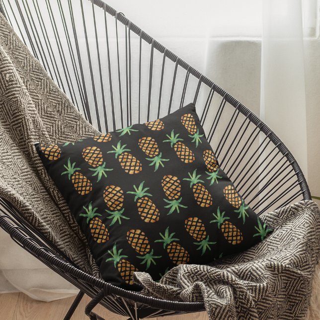 Tropical Pineapple Pattern Print Throw Pillow (Creator Uploaded)