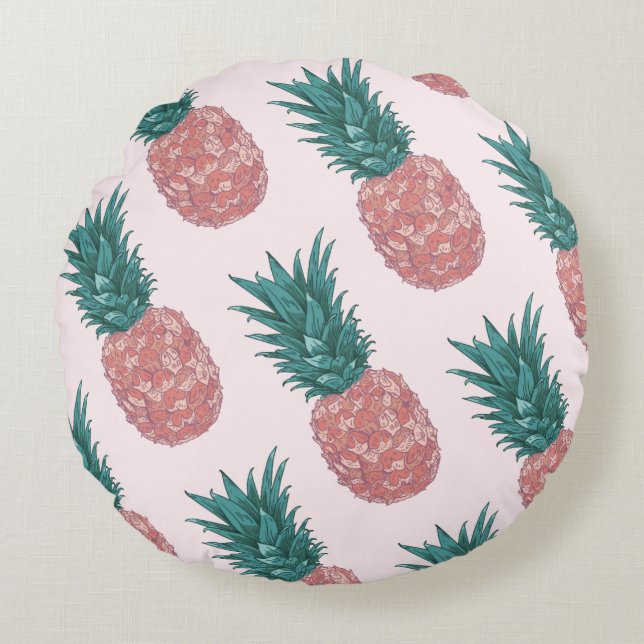 Tropical Pineapple Pattern Round Pillow (Front)