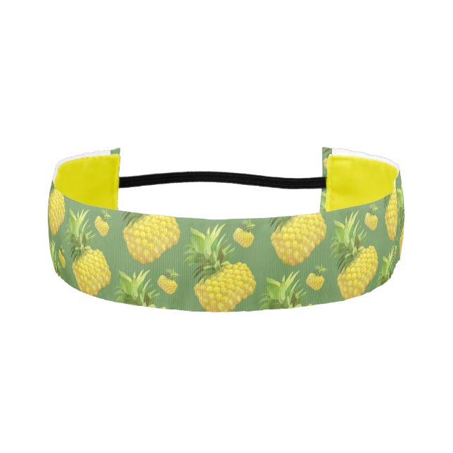 Tropical Pineapple Pattern: Summer Fruit Art Athletic Headband (Front)