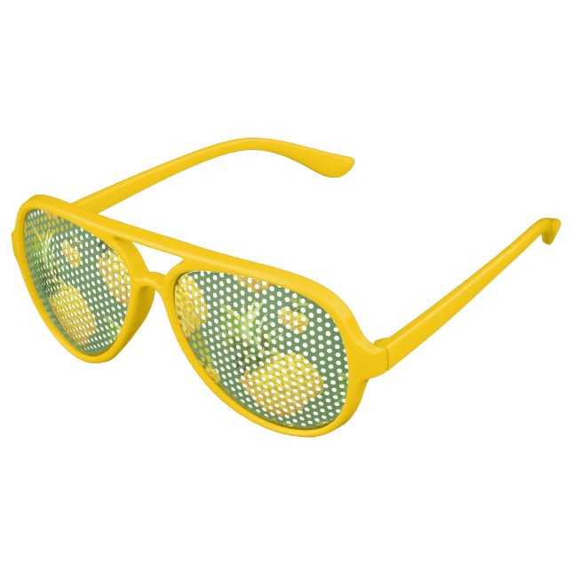 Tropical Pineapple Pattern: Summer Fruit Art Aviator Sunglasses (Angled)