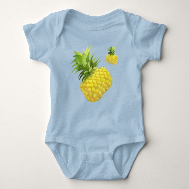 Tropical Pineapple Pattern: Summer Fruit Art Baby Bodysuit (Front)