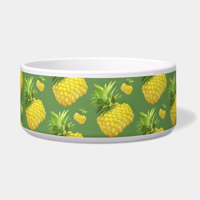 Tropical Pineapple Pattern: Summer Fruit Art Bowl (Front)