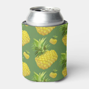 Tropical Pineapple Pattern: Summer Fruit Art Can Cooler