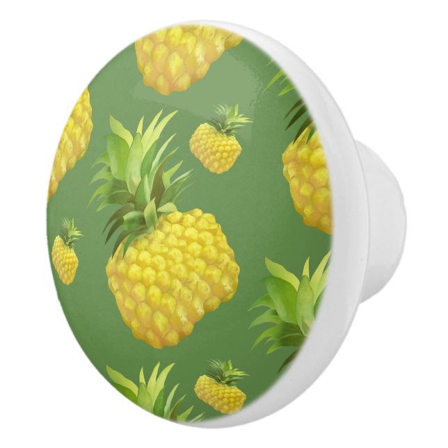 Tropical Pineapple Pattern: Summer Fruit Art Ceramic Knob (Right)